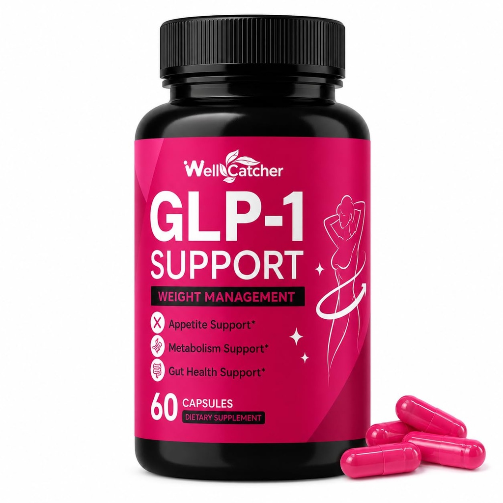 GLP-1 Support Supplement for Women Men, Weight Management Capsules with Berberine, L-Glutamine, 5-HTP & Saffron, Appetite Cravings Metabolism Gut Health Support, 60 Capsules