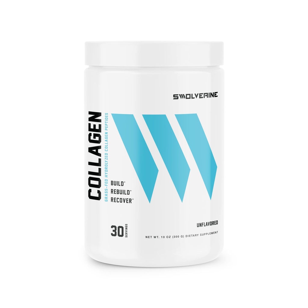 Swolverine Collagen | 100% Grass-Fed, Pasture-Raised Hydrolyzed Collagen Peptides, High Absorption, Non-GMO, Gluten-Free, for Hair, Skin, Nails & Joints (30 Servings) (Unflavored)