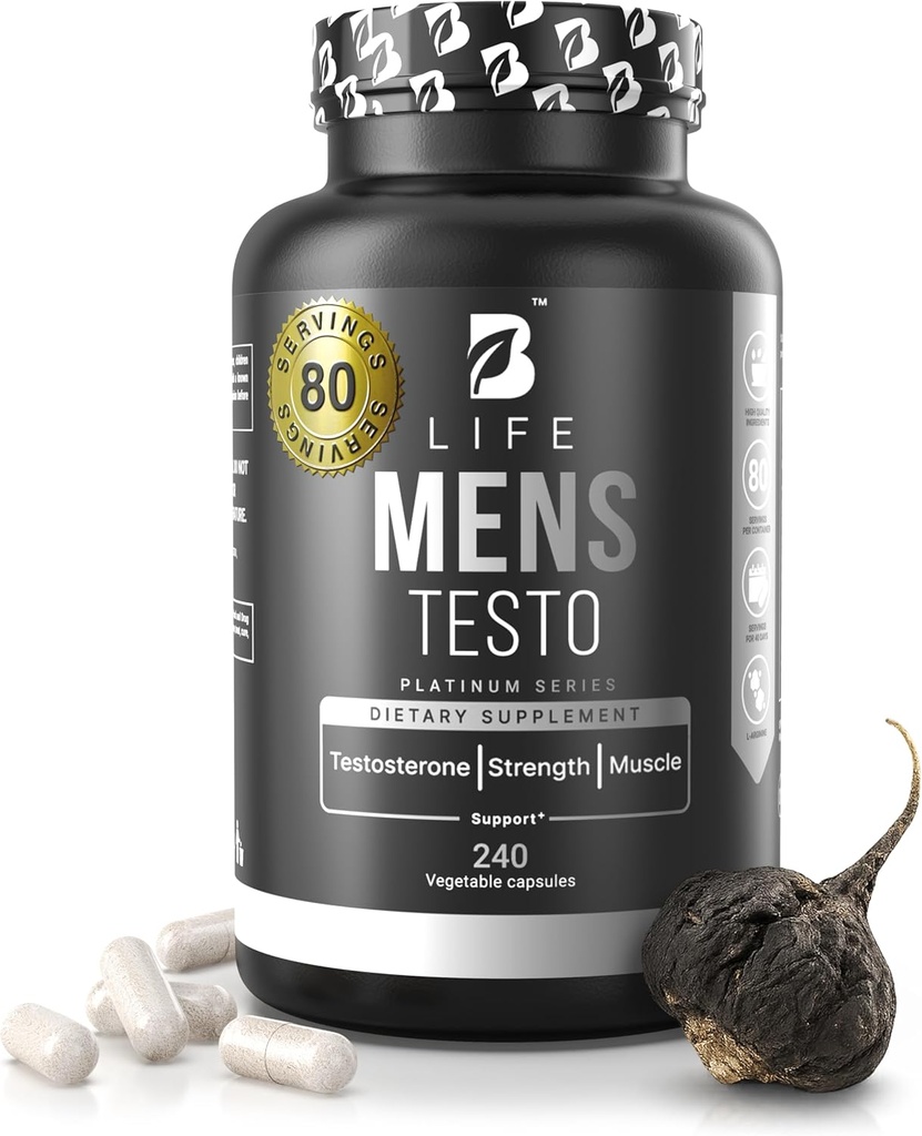Supplément booster testostérone pour les hommes Supplément boron pour les hommes avec Tribulus Terrestris, Black Maca, Horny Goat Weed, L-Arginine.