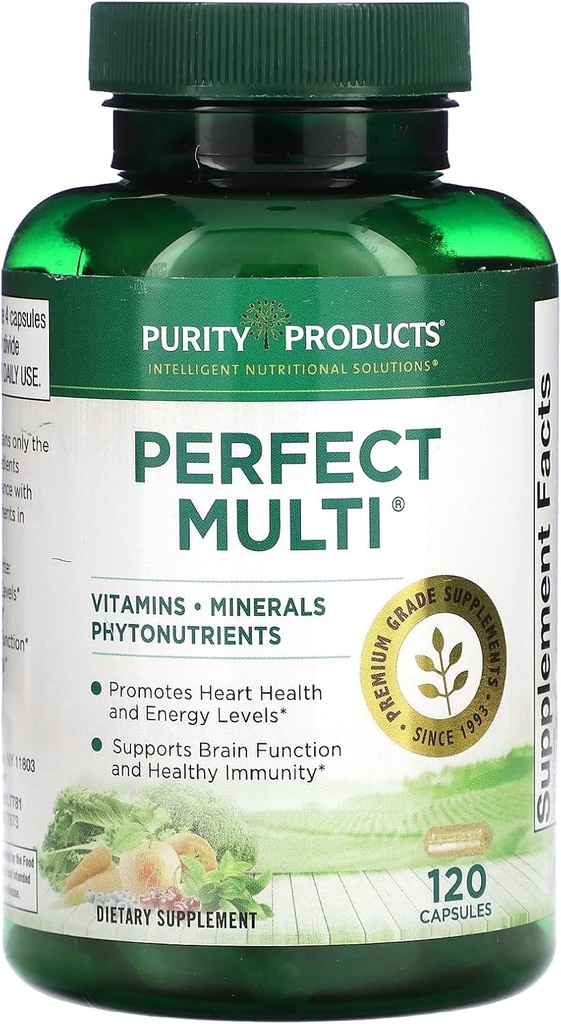 Purity Products Perfect Multi - Multivitamin Packed with Vitamins, Minerals and Phytonutrients - 60 Breakthrough Nutrients - Support for Healthy Immunity, Normal Energy Levels - 120 Capsules (1)