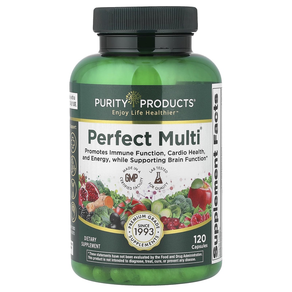 Purity Products Perfect Multi - Multivitamin Packed with Vitamins, Minerals and Phytonutrients - 60 Breakthrough Nutrients - Support for Healthy Immunity, Normal Energy Levels - 120 Capsules (1)