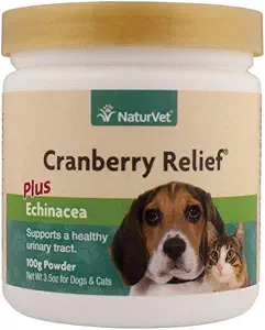 NaturVet Cranberry Relief, 100 Gram Powder, Suppléments santé pour chiens et chats pour le trac urinaire
