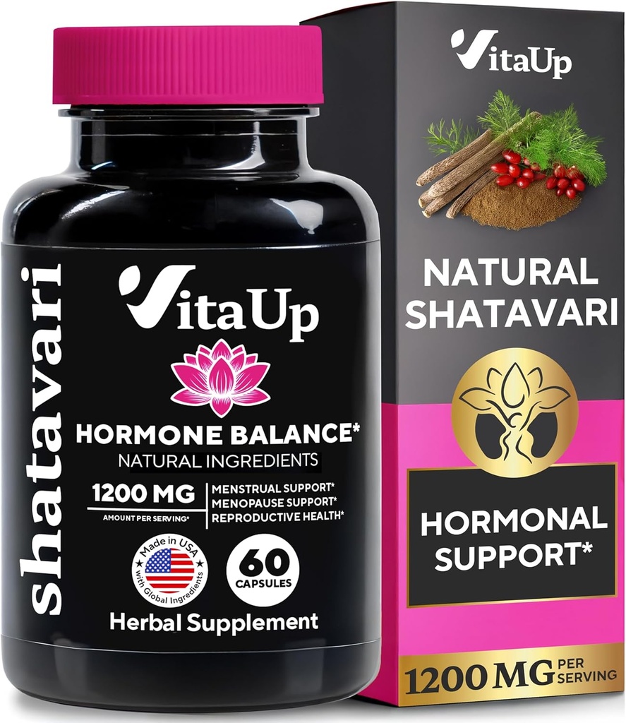 Shatavari Capsules for Women 1200mg - USA Made Shatavari Root Supplement for Normal Hormonal Support, Menopause & Menstrual Wellness - 60 Vegan Capsules