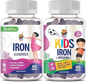 Gommies de magnésium pour adultes - 200mg et Gommies de fer pour adultes - Vitamines de fer avec vitamine C