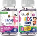 Gommies de magnésium pour adultes - 200mg et Gommies de fer pour adultes - Vitamines de fer avec vitamine C