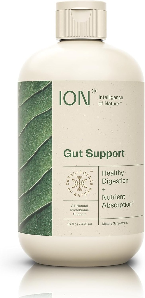ION* Intelligence of Nature Gut Support Liquid Supplement - Gut & Digestive Health Liquid Drops, Cleanse & Detox with Humic Extract for Women & Men, Adults & Kids 4+ - 16 fl oz (Pack of 1)
