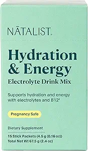 NATALIST Hydratation et électrolyte boisson énergétique mélange poudre facile préparation quotidienne Essentiels Minéraux et vitamine Réapprovisionnement pour les femmes sans caféine végétalien saveur de baie - 15 portions de paquet