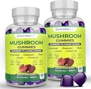 Champignons Gummies Lions Lamane Supplément Champignons Supplément avec Lions Mane, Turquie Tail, Cordyceps, Reishi, Chaga Extrait de la santé du cerveau et du soutien immunitaire Gummies, 120 Comte
