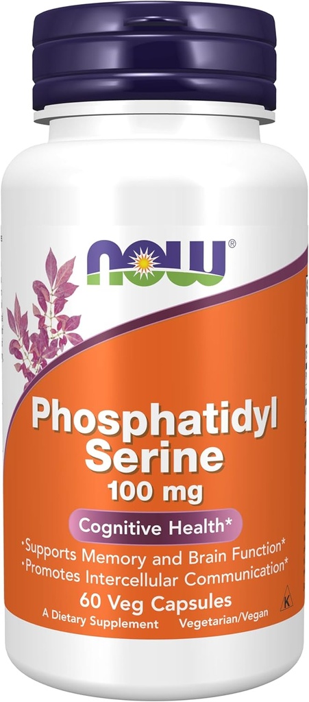 MAINTENANT Aliments suppléments, Phosphatidyl Serine 100 mg avec le composé phospholipide dérivé de la lécithine de soja, 60 gélules