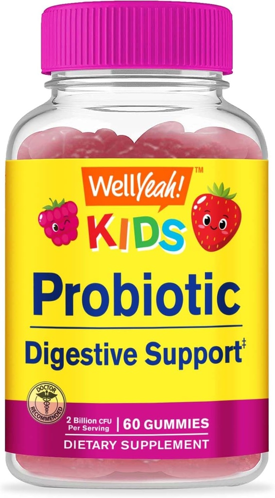 Gummies probiotiques pour enfants - Soutien digestif, Gut Health, Immune Support Gummy - Probiotiques pour la santé digestive - Vegan, sans gluten - 60 Gummies