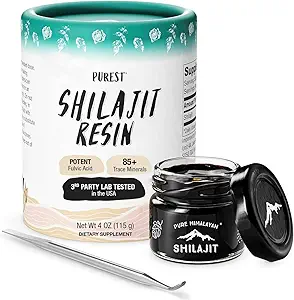Pure Himalayan Shilajit, haute puissance nutritionnelle, résine Shilajit de grade A avec 85+ Trace minéral et acide fulvic, énergie et suspension immunitaire pour les hommes et les femmes, 3e partie US Lab testé (115g)