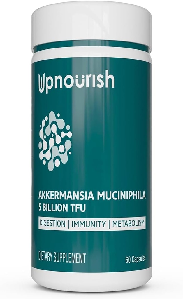 UpNourish Probiotics for GLP-1 Support, 5 milliards TFU Akkermansia Muciniphila for Digestive Health, Leaky Gut, Immunity and Metabolic Health, Prebiotics and Probiotics for Women and Men, 60 capsules