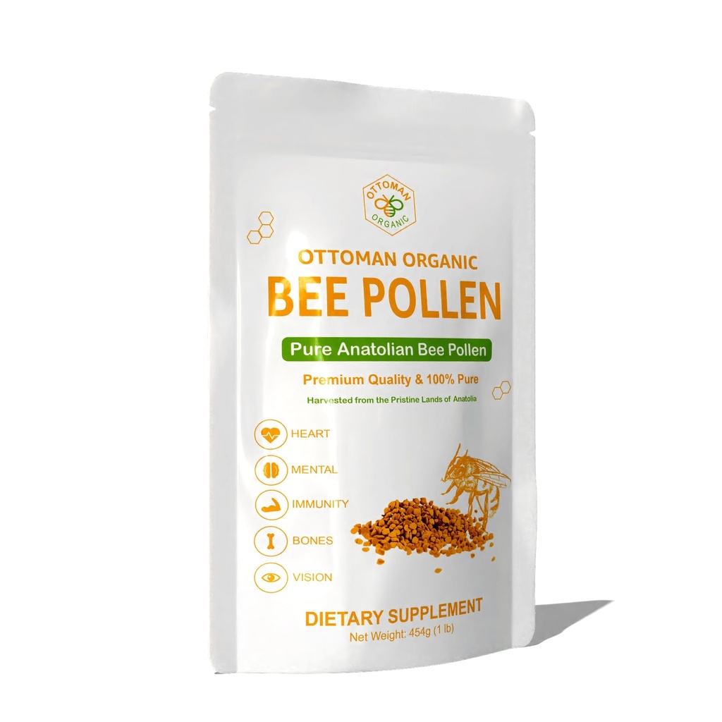 Bee Pollen – USDA & EU Organic Certified, Halal, ISO 22000 & GMP | 100% Pure Superfood, Rich in Vitamins & Minerals | Non-GMO, Additive-Free (1 Pound (Pack of 1))