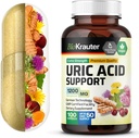 BIO KRAUTER Uric Acid Support Capsules 1200 mg Mélange - 100 Compte - Supplément de rein avec cerise àart 10:1 Extrait - Thistle de lait et extrait de curcuma - Vegan