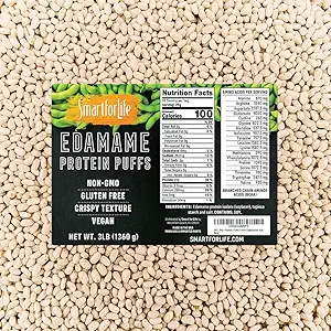 Smart for Life Puffs de protéines de soja d'Edamame - haute protéine Zéro sucre de sucre Puffs de protéines de soja - 20 grammes de protéines collations - Non-OGM, sans gluten - 3 Pound Box - 53 portions -...