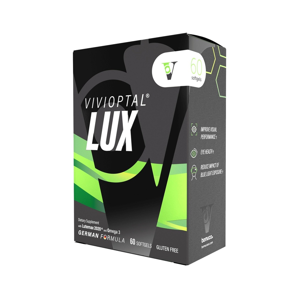 Vivioptal Lux 60 Softgels, Omega 3, Zinc, et vitamine C et E, multivitamines et multiminérales, sans gluten, formule allemande