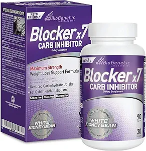 BioGenetic Labs Carb Bloker X7 - Pilule de Cheat au Rein Blanc - Céto-Amis - Pilules de Cheat pour Femmes et Hommes - Appétit Supprimant pour maintenir votre poids corporel idéal (90 capsules)