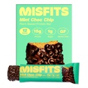 Misfits Vegan Protein Bars - Mint Chocolate Chip | Nutrition Bars - 15g Protein, 1g Sugar, Plant-based, Low Carb, Non-GMO, Gluten Free Snacks | Pack of 12