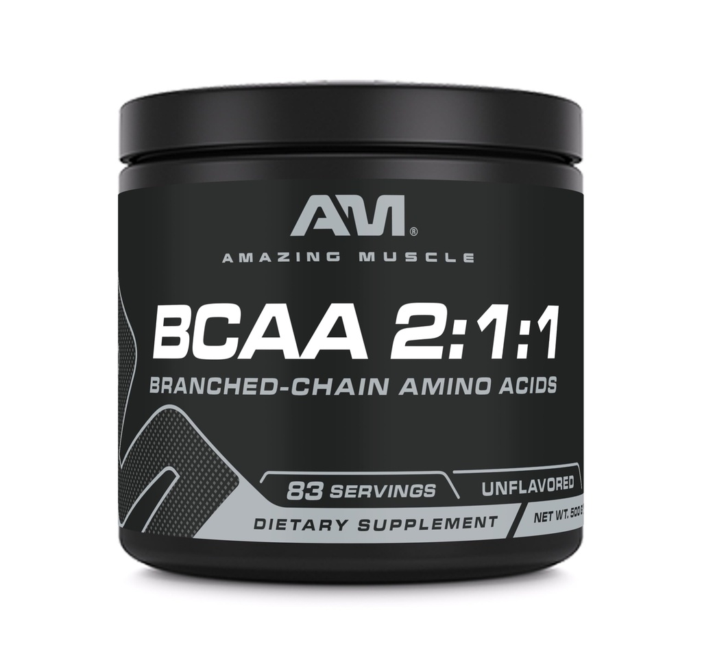Amazing Muscle BCAA Amino Supplement:1:1 Chaîne ramifiée Amino Acid Ratio:1 Non aromatisé: 500 Grams (1,1 Lb)