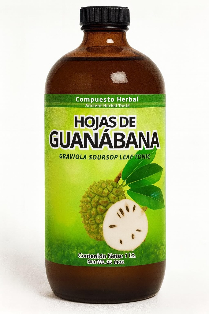 975ML Soursop Bitters Liquid - Soursop Leaves Extract with Agave, Aloe Vera and Moronel for Digestive Health Support and Immune System Boost Jugo De Guanabana Leaf Tonic 33Fl oz
