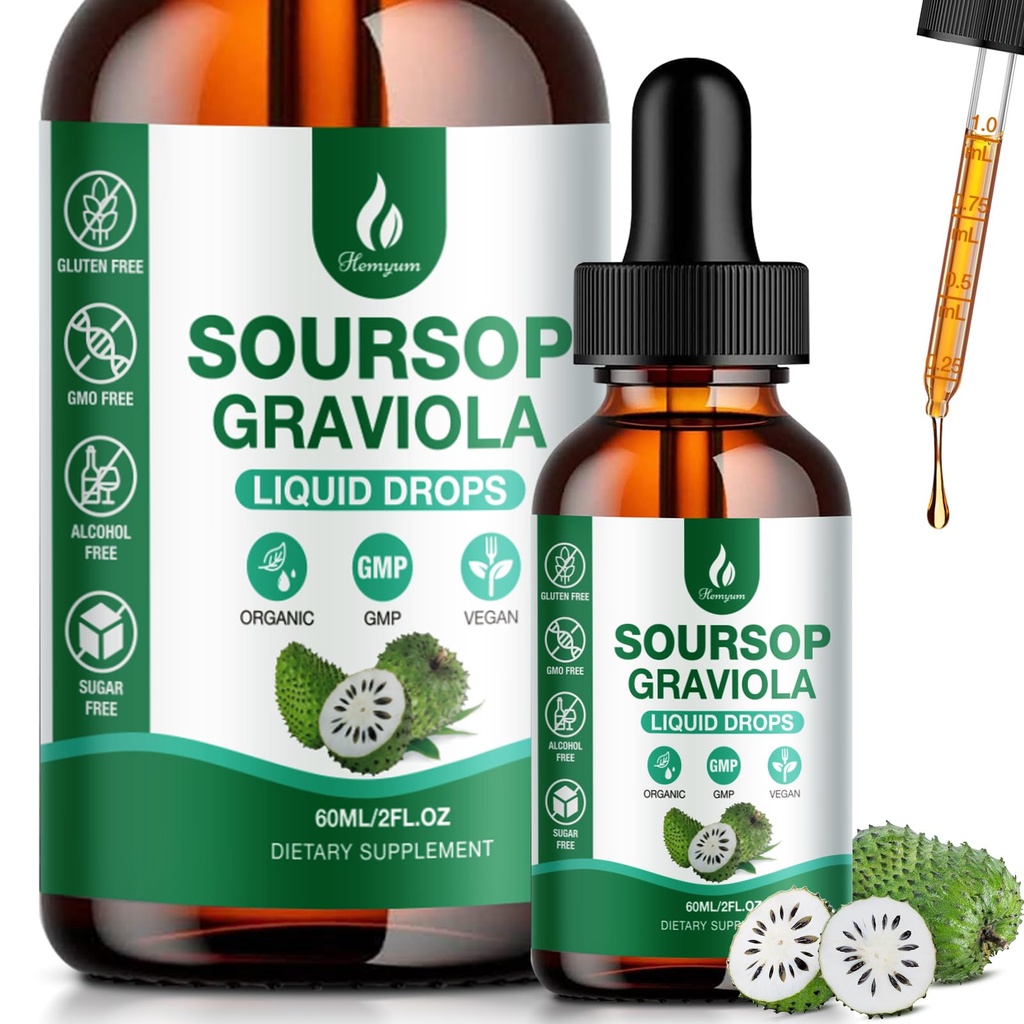 Soursop Bitters Liquid - 4 fl Oz (120ml) 7 in 1 Soursop Graviola Liquid Drop Leaf Extract with Organic Sea Moss for Cell Support & Regeneration, Immune Boost, Liver, Antioxidant (2 Pack)