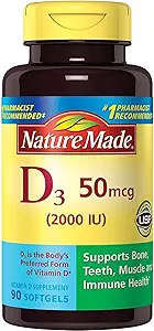 Nature faite de vitamine D3 2000 UI softgels liquides 90 ea (paquet de 3)