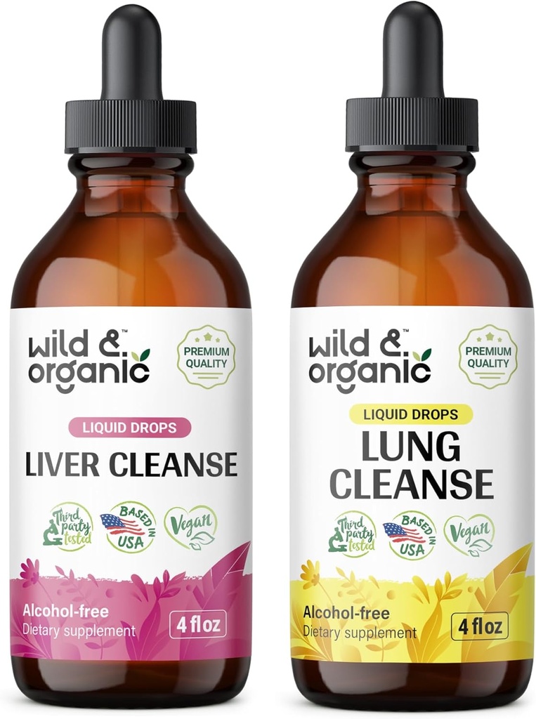 Nettoyer le foie sauvage et biologique Teinture 4 fl oz & Lung Teinture 4 fl oz