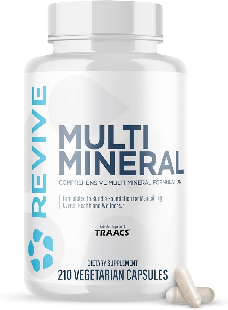 Revive MD Multi Mineral Supplement for Men & Women - Supplément de soutien aux minéraux à large spectre favorise la densité osseuse saine et la force squelettique - Calcium, vitamine D, magnésium et zinc - 210 capsules