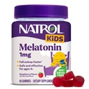 Natrol Enfants Mélatonine Gommies 1mg, Mélatonine pour les enfants pour le sommeil reposant, 60 Gommies de sommeil aromatisées aux framboises, 60 jours d'approvisionnement