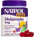 Natrol Kids Melatonin Gummies 1mg, Children's Melatonin for Restful Sleep, 60 Raspberry-Flavored Sleep Gummies, 60 Day Supply