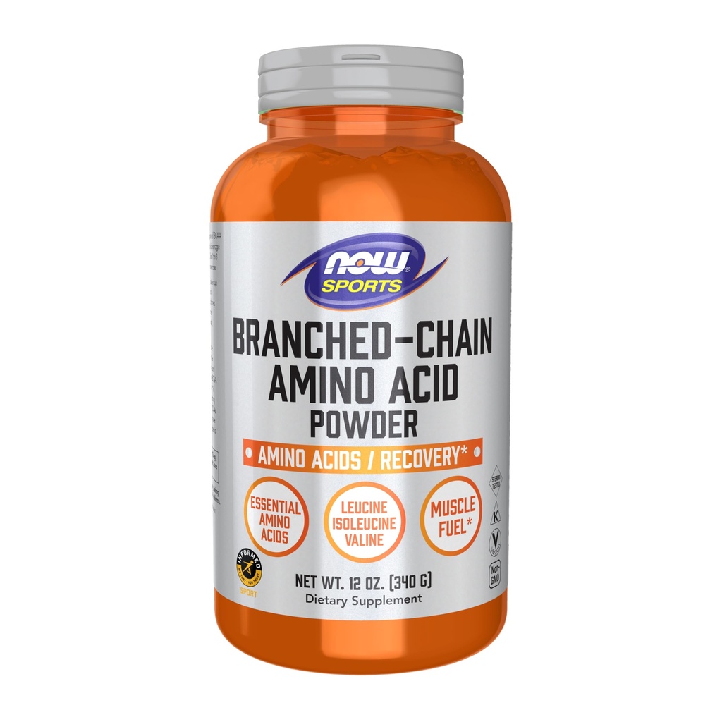 MAINTENANT Foods Sports Nutrition, poudre d'acide amino à chaîne ramifiée avec Leucine, Isoleucine et Valine, 12-Ounce