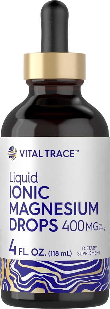 Carlyle Ionic Magnésium Complexe liquide de 400mg , 4 fl oz , gouttes végétariennes , Supplément sans OGM et sans gluten , par trace vitale