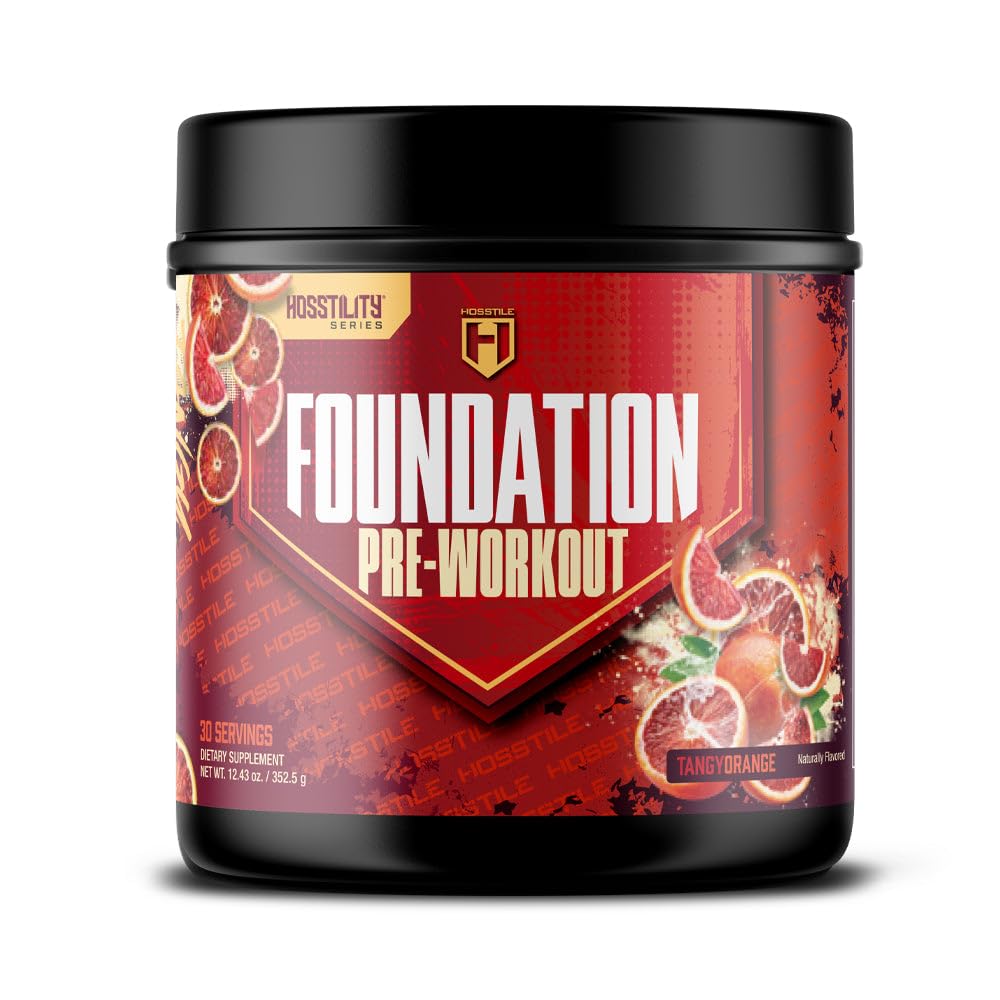 HOSSTILE Foundation Pre Workout Powder for Men & Women, Essential Daily Preworkout for Energy, Pump, Focus & Endurance Support, with Caffeine, L-Citrulline & Beta-Alanine, 30 Servings, Tangy Orange