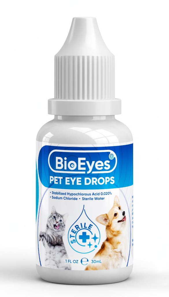 Dog Eye Drops - Cat Eye Drops - Vet Recommended Pet Eye Drops to Clean and Soothe Eye Infections, Allergies, Dry & Pink Eyes, Tear Stain Remover for Dogs, Cats, Horses & Birds (30 ml)