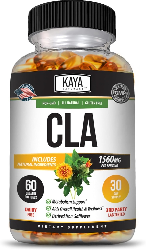 Kaya Naturals CLA Capsules – Conjugated Linoleic Acid – Non-GMO & Gluten-Free (60 Count (Pack of 1))