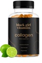 Vitamines Fille Noire - Gommies Collagène pour les cheveux, la peau et le soutien des ongles, avec vitamine C, vitamine E et biotine, sans gluten, (Lemon), 60ct