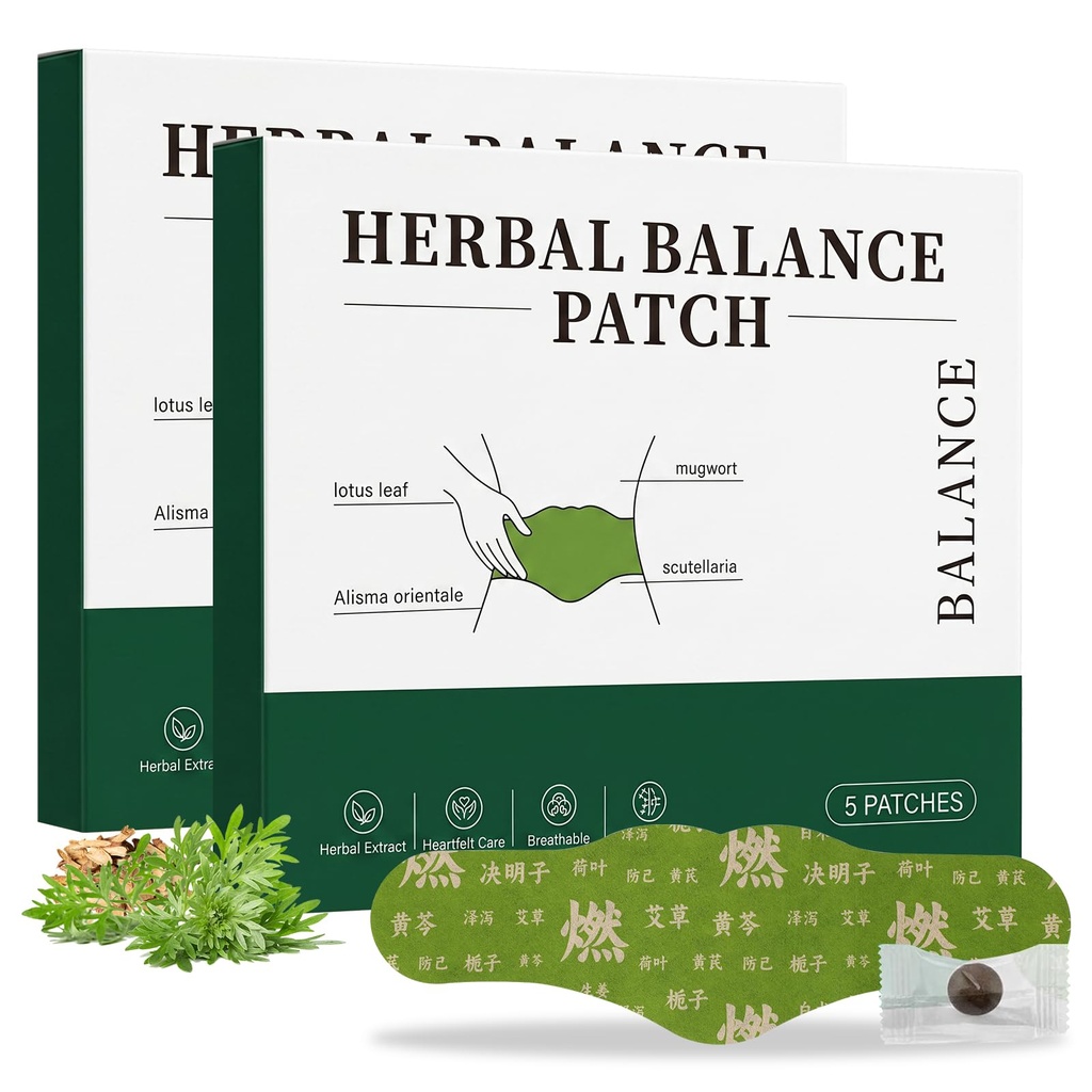 2 Boxes Herbal Body Patches, Natural Mugwort Ginger Angelica Astragalus Lotus Leaf Patch, Daily Body Care Pads, Gentle Soothing Patches for Waist Abdomen Relaxation