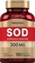 Piping Rock Superoxide Dismutase , SOD , 300 mg 180 Capsules , Supplément sans gluten