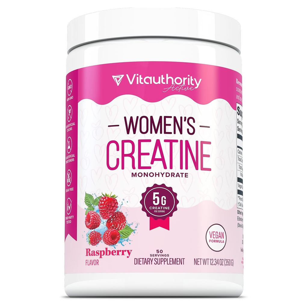 Micronized Creatine Monohydrate Powder – 5g per Serving Creatine Supplement | Support ATP Boost Strength, Lean Muscle & Recovery | No Sugar, Dyes, or Fillers | Superior Mixing - Raspberry, 50 Servings