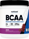Nutricost BCAA Powder (Grape, 30 Servings) - Optimal 2:1:1 Ratio, Vegetarian, Non-GMO