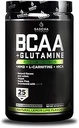SASCHA FITNESS BCAA 4:1:1 + Glutamine, HMB, L-Carnitine, HICA.Poudrière puissante et instantanée avec acides aminés à chaîne ramifiée (BCAA) pour pré, intra et post-entraînement.