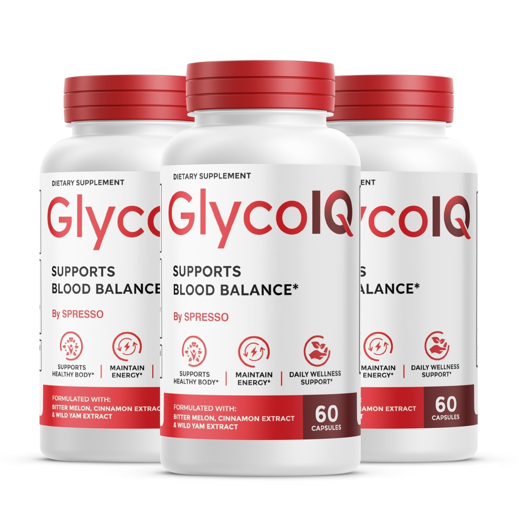 (3 Pack) GlycoIQ Capsules, All Natural Glyco IQ Support Supplement Pills with Premium Ingredients, Advanced GlycoIQ Maximum Strength Formula for Healthy Circulation & Balanced Levels (180 Capsules)