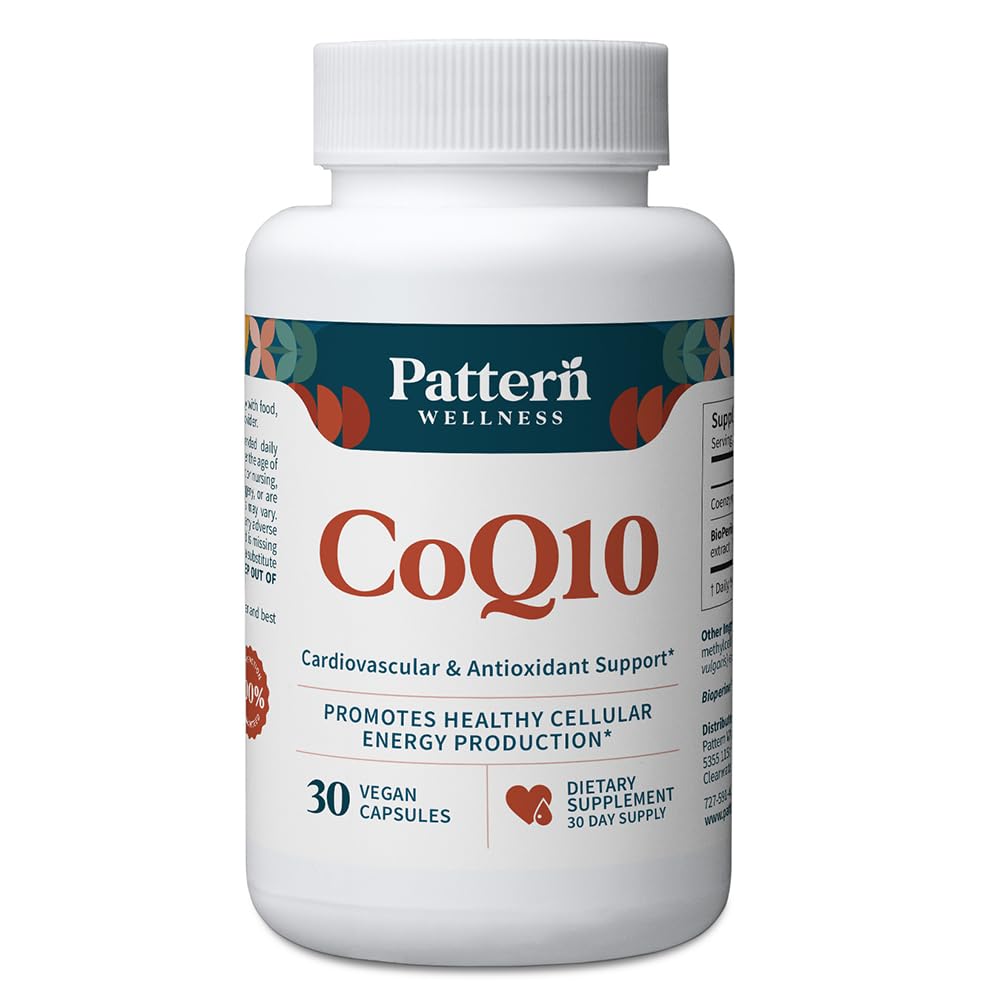 Motif Wellness CoQ10 – 200 mg d'Ubiquinone avec extrait de poivre noir BioPerine® – Soutien à l'énergie et à la vitalité cellulaires – Non-OGM – 30 capsules végétaliennes*