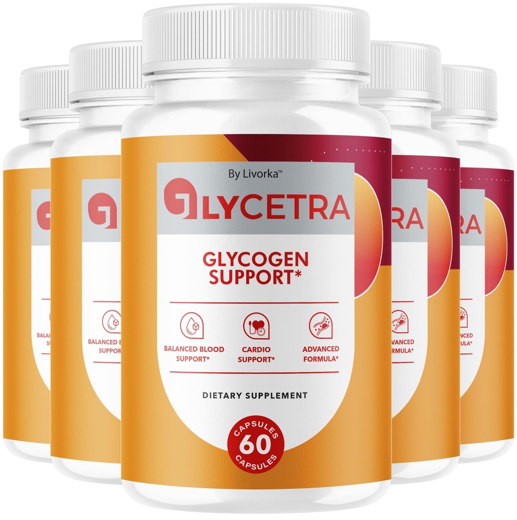 (5 Pack) Glycetra Capsules - Official Glycetra Advanced Glycogen Support Formula Vitamin Supplement Pills - Maximum Strength, Natural Glycetra for Overall Health & Wellness, 300 Capsules for 5 Months