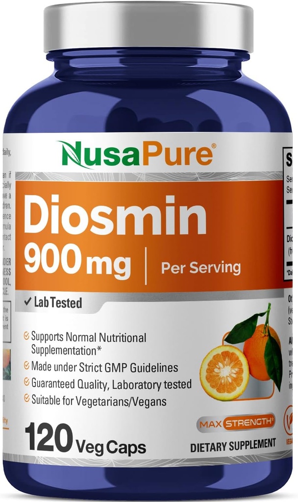 NusaPure Diosmin 900mg par portion 120capsules de légumes (non OGM, végétalien)