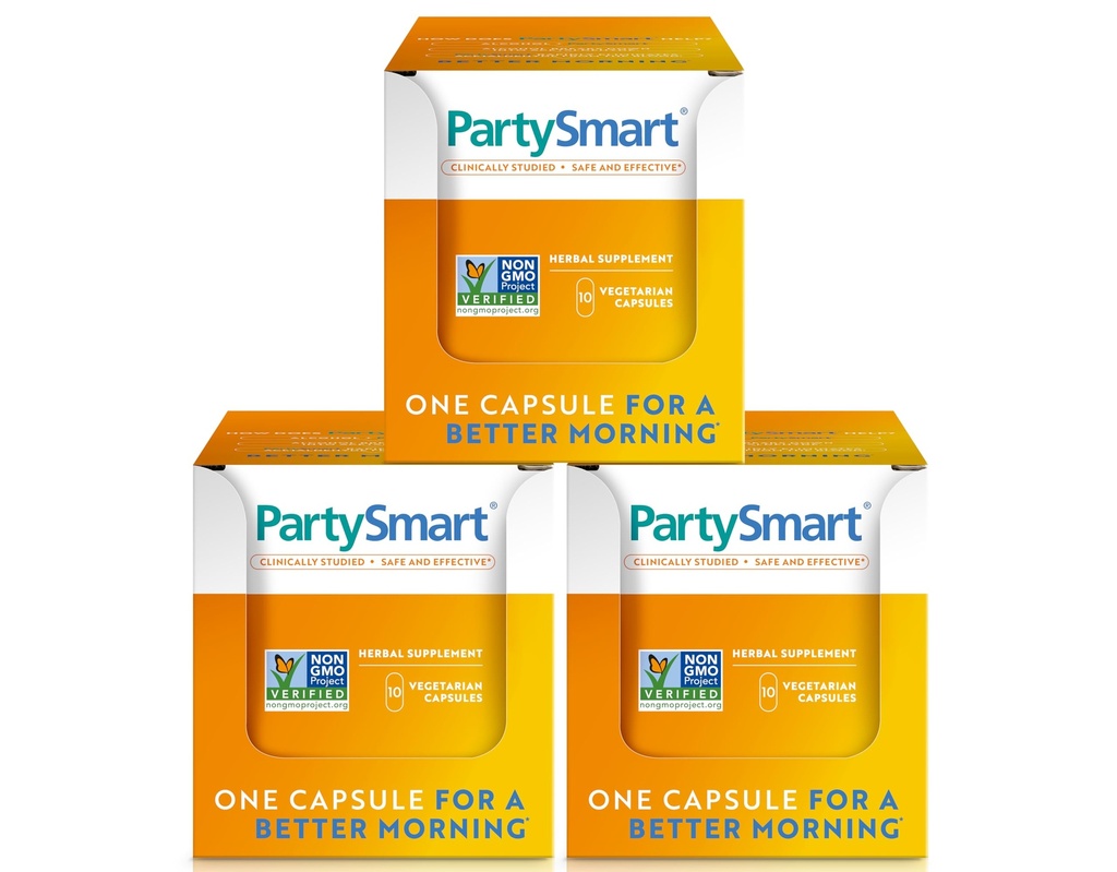Himalaya PartySmart, 10 capsules individuelles - Alcool Disparition du foie pour un meilleur matin après avoir bu - végétalien, non OGM, sans gluten, cliniquement étudié (paquet de 3)