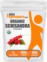 BulkSupplements.com Poudre de Schisandra biologique - Supplément de Schisandra biologique, de Schisandra Berry - Sans gluten - 1g par portion, 500g (1,1 lb) (paquet de 1)