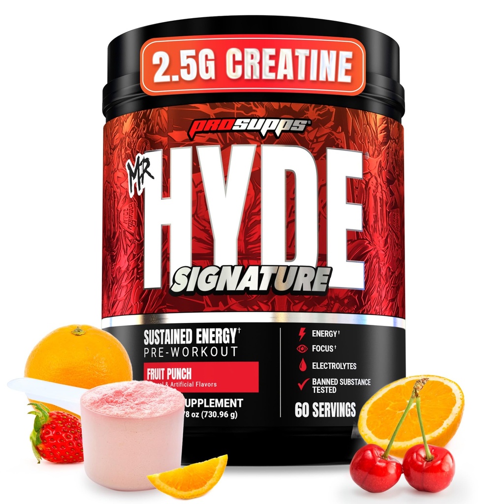 ProSupps Mr. Hyde Signature V2, Pre Workout Powder with Creatine, Beta Alanine & Caffeine - Performance, Energy & Hydration - Clean Fitness & Gym Supplements for Men & Women (Fruit Punch, 60 Servings)