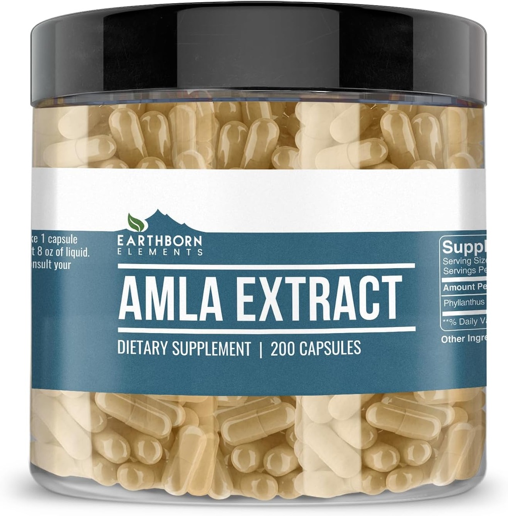 Éléments terriens Amla Extraire 200 capsules, pures et non diluées, sans additifs