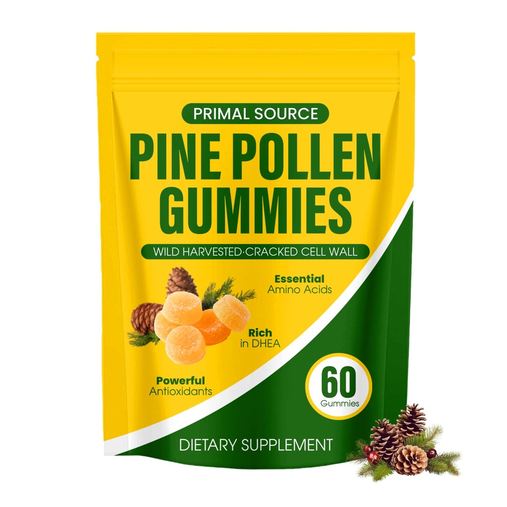 Primal Source Pine Pollen Gummies-Herbal Extracts Combined with Gummy-Maximum Absorption - Men's Daily Energy & Recovery Supplement (1)